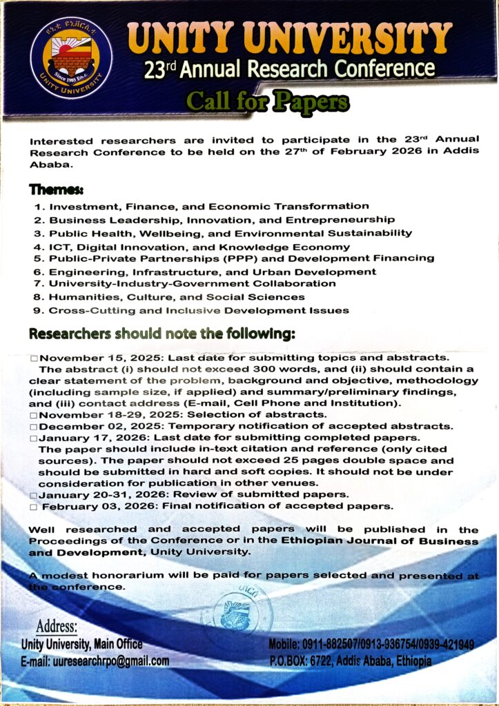 Unity University | 23rd Annual Research Conference