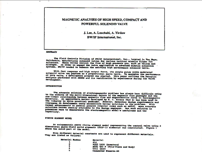 Magnetic Anlysis of High Speed, Compact and Powerful Soleboid Valve